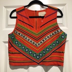 Anthropologie “Nicole Miller” beaded crop top
